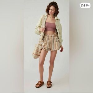 Free People Topanga Multicolor Striped High Waist Shorts XS